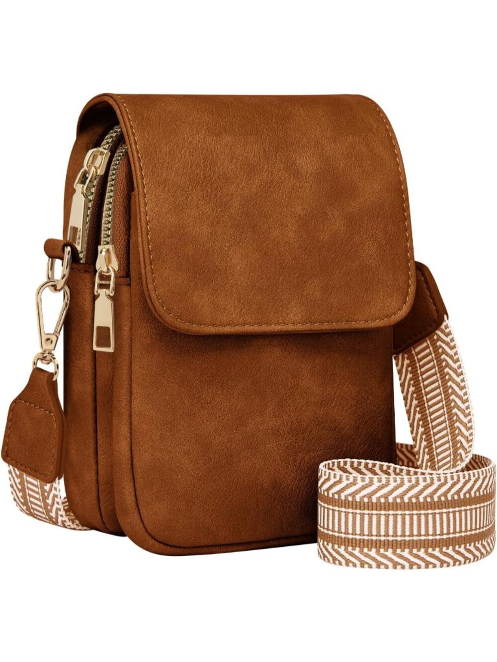 Women's Brown Crossbody Fashion Cell Phone Purse with Card Holder Travel Bag